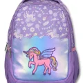Ümit Çanta Nakışlı Unicorn Kız Çocuk Üç Gözlü Lila Renk Okul Çantası - 5027