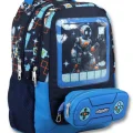 Cennec 5030 (Oyun Konsolu - Mavi Siyah - Erkek Çocuk) Okul Çantası - Kalemlikli