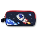 Ümit Çanta Erkek Çocuklar İçin İki Bölmeli Astronot Desenli Kalemlik - Lacivert Kırmızı - 5044