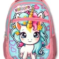 Ümit Çanta Üç Gözlü Kız Çocuk İlkokul Çantası - Bebek Unicorn - Pembe Turkuaz - 5048