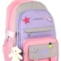 Cennec Çok Bölmeli Kız Çocuk Pembe Gri İlkokul ve Günlük Sırt Çantası - 5072