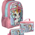 SETUMT5048A Üçlü İlkokul Çanta Seti (Pembe Turkuaz - Bebek Unicorn - Kız Çocuk)