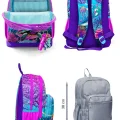 Kız Çocuk Üçlü İlkokul Okul Çanta Seti - Pembe Mor Kaplumbağa