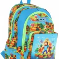 Kids Üç Bölmeli (Mavi Yeşil - Craft Baskılı) Erkek Çocuk Okul ve Günlük Sırt Çantası - L5280