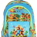 Kids Üç Bölmeli (Mavi Yeşil - Craft Baskılı) Erkek Çocuk Okul ve Günlük Sırt Çantası - L5280