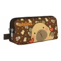 Capybara Erkek Çocuk İki Bölmeli Kalem Çantası - Kahverengi - 5211 Çok Renkli