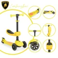 L5-2ın1-y Lamborghını Lisanslı Katlanır Oturaklı Işıklı Scooter Sarı