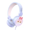 S0000007 -sun-gle-ech-kulaklık Mikrofonlu Kablolu Tavşan Resimli Lila