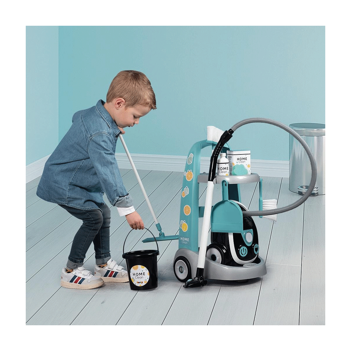 7600330316 Smoby Temizlik Arabası Ve Elektrikli Süpürgesi Oyun Seti