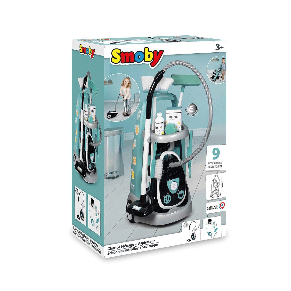 7600330316 Smoby Temizlik Arabası Ve Elektrikli Süpürgesi Oyun Seti