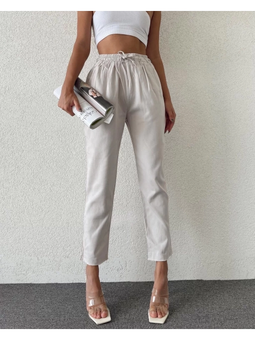 PAÇA KESİK GABARDİN PANTOLON TAŞ RENK