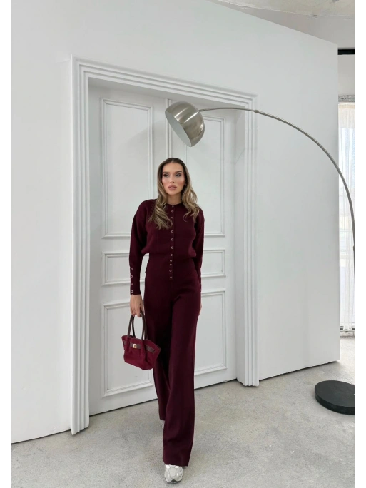 ÇITÇIT DETAY HIRKA VE PANTOLONLU TRİKO İKİLİ TAKIM BORDO