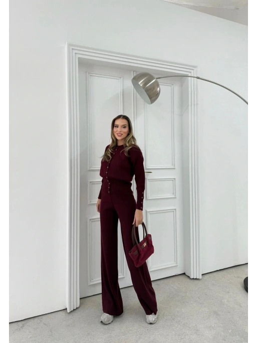 ÇITÇIT DETAY HIRKA VE PANTOLONLU TRİKO İKİLİ TAKIM BORDO