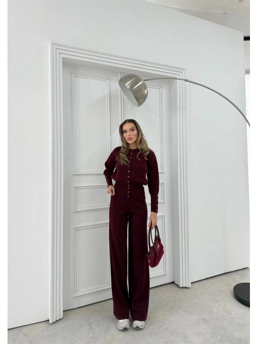 ÇITÇIT DETAY HIRKA VE PANTOLONLU TRİKO İKİLİ TAKIM BORDO