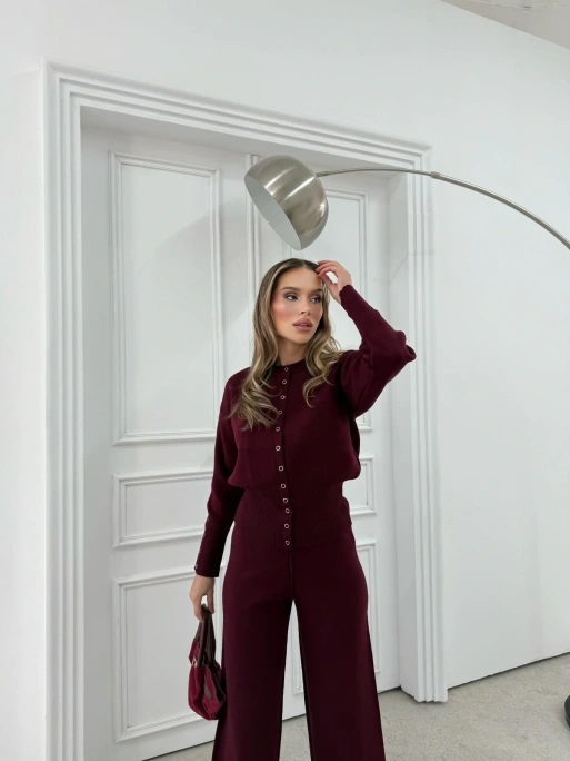 ÇITÇIT DETAY HIRKA VE PANTOLONLU TRİKO İKİLİ TAKIM BORDO