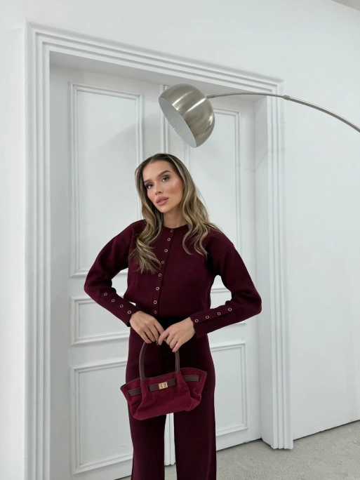 ÇITÇIT DETAY HIRKA VE PANTOLONLU TRİKO İKİLİ TAKIM BORDO