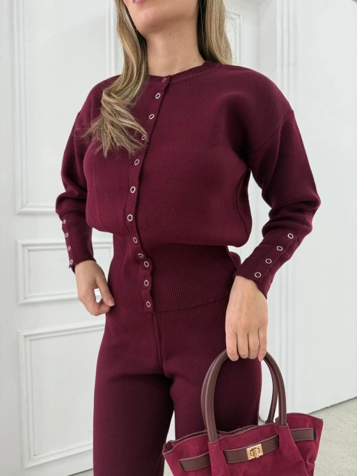 ÇITÇIT DETAY HIRKA VE PANTOLONLU TRİKO İKİLİ TAKIM BORDO