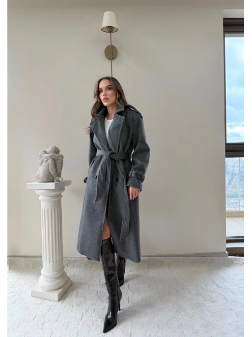 OMUZ VE KOL APOLET DETAY BEL KUŞAKLI ASTARLI KAŞE KABAN ANTRASİT 2041