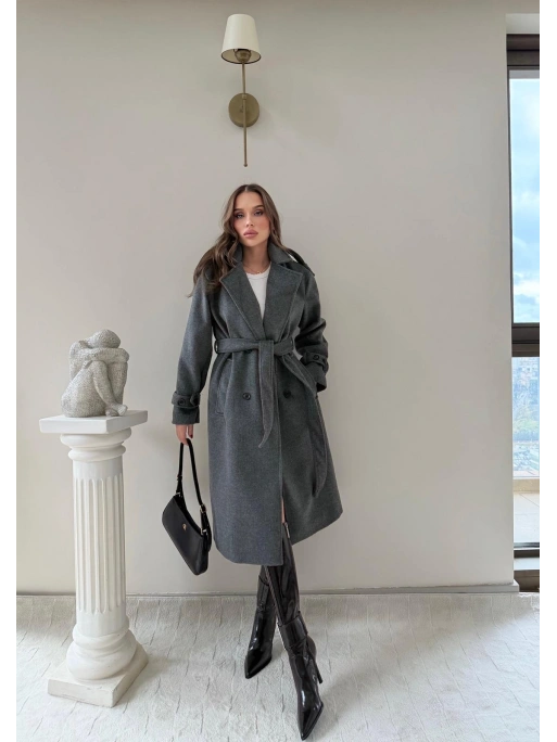 OMUZ VE KOL APOLET DETAY BEL KUŞAKLI ASTARLI KAŞE KABAN ANTRASİT 2041