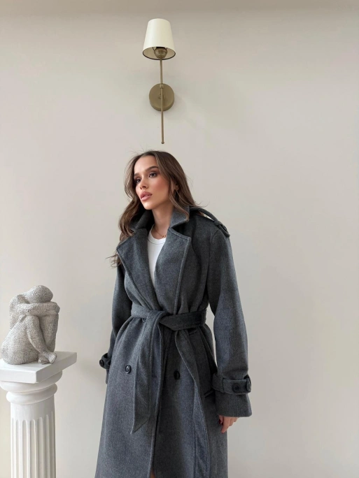 OMUZ VE KOL APOLET DETAY BEL KUŞAKLI ASTARLI KAŞE KABAN ANTRASİT 2041