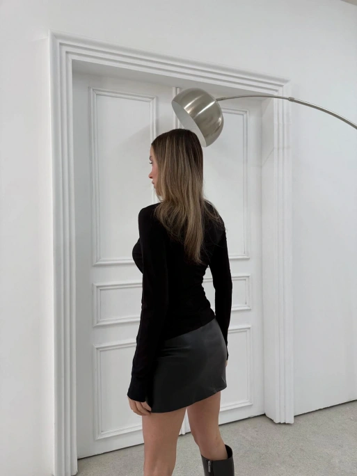 AKSESUAR DETAY V YAKA SANDY BLUZ SİYAH