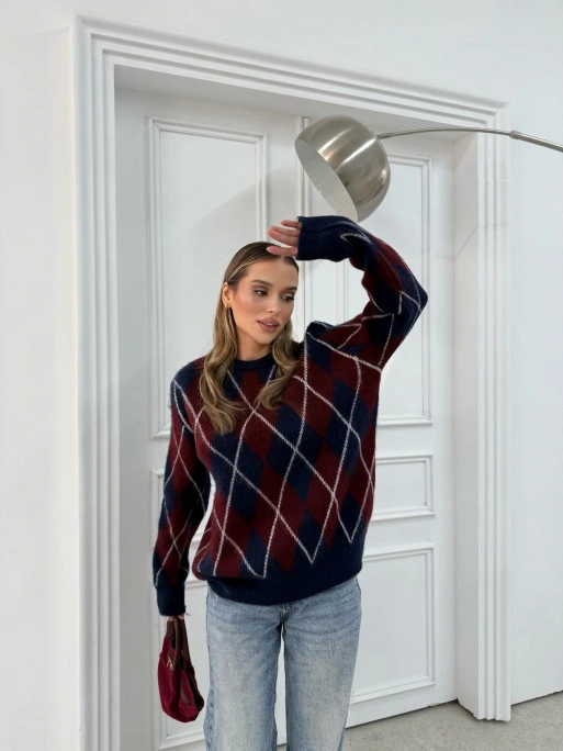 BAKLAVA DESEN BİSİKLET YAKA KAZAK LACİVERT