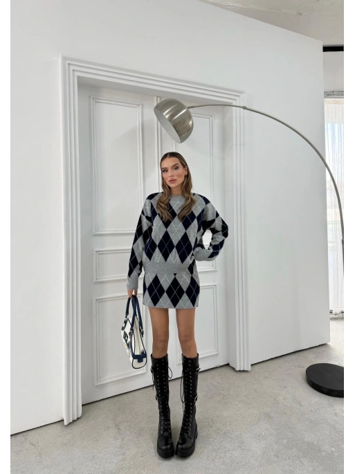 BAKLAVA DESEN KAZAK VE ETEKLİ TRİKO İKİLİ TAKIM LACİVERT