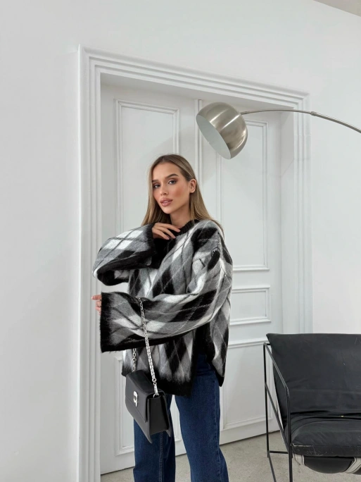 BAKLAVA DESEN KOL VE BEL YIRTMAÇLI TRİKO KAZAK SİYAH