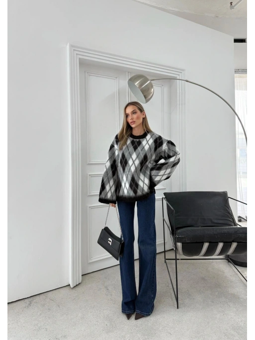 BAKLAVA DESEN KOL VE BEL YIRTMAÇLI TRİKO KAZAK SİYAH