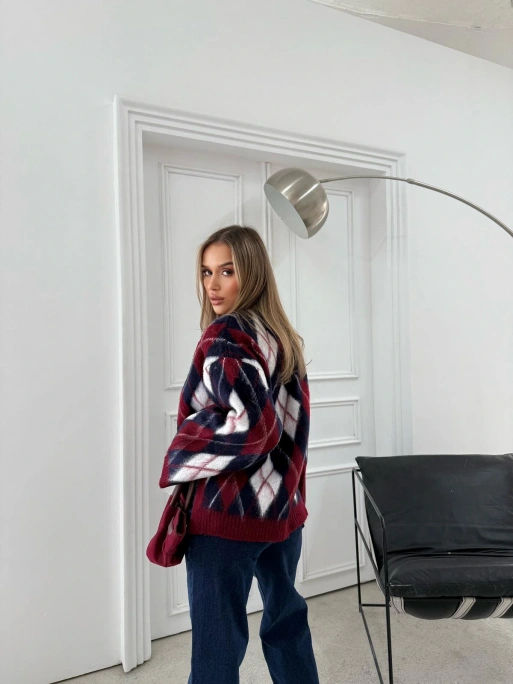 BAKLAVA DESEN KOL VE BEL YIRTMAÇLI TRİKO KAZAK LACİVERT