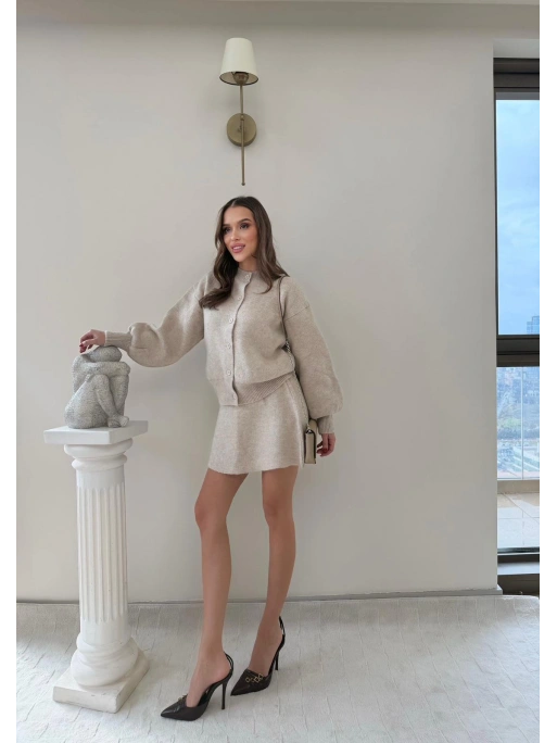 BALON KOL HIRKA VE ETEKLİ TRİKO TAKIM KREM