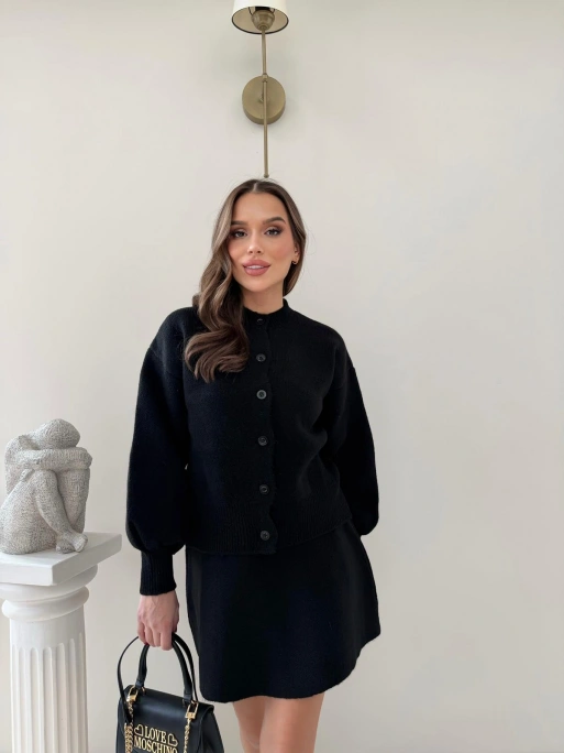 BALON KOL HIRKA VE ETEKLİ TRİKO TAKIM SİYAH