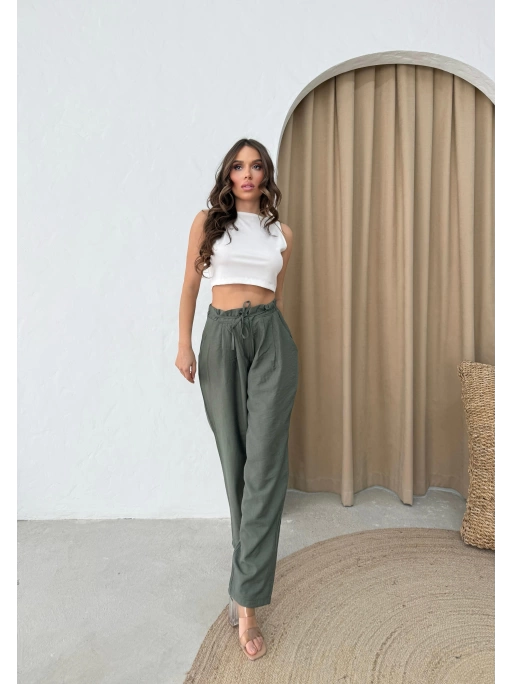 BEL BAĞCIKLI ÇİLEK PANTOLON HAKİ