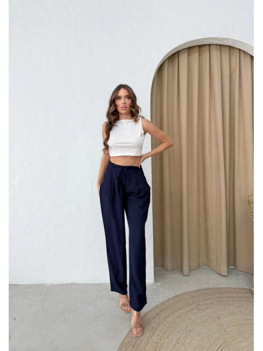 BEL BAĞCIKLI ÇİLEK PANTOLON LACİVERT