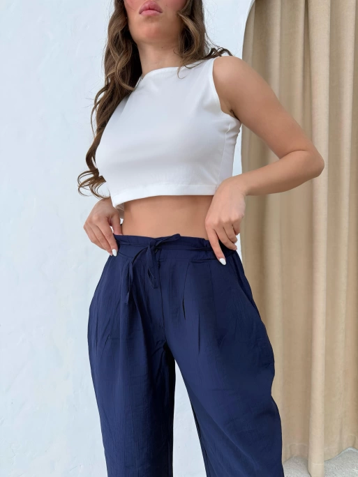 BEL BAĞCIKLI ÇİLEK PANTOLON LACİVERT