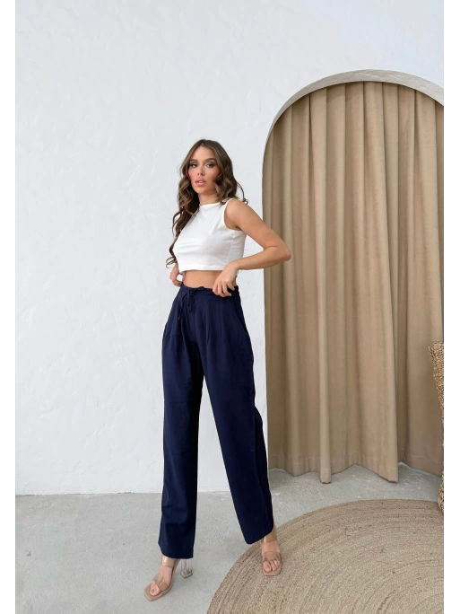 BEL BAĞCIKLI ÇİLEK PANTOLON LACİVERT