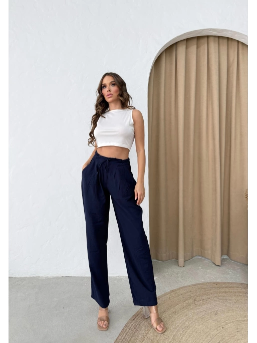 BEL BAĞCIKLI ÇİLEK PANTOLON LACİVERT