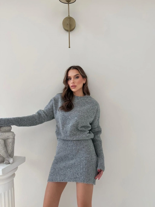 BEL KATLAMA DETAY TRİKO ELBİSE ANTRASİT