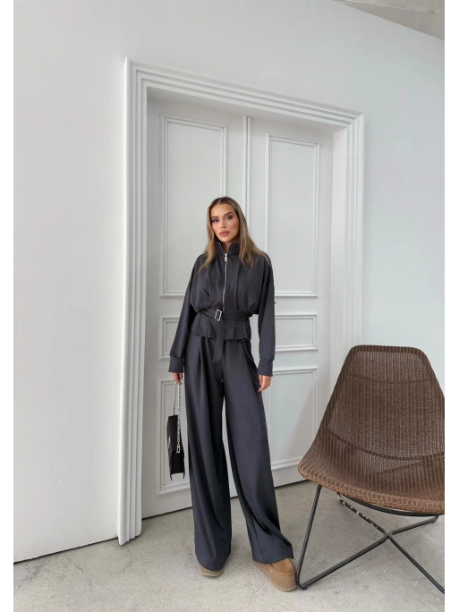 )BEL KEMER DETAY FERMUARLI HIRKA VE PANTOLONLU MODAL İKİLİ TAKIM ANTRASİT