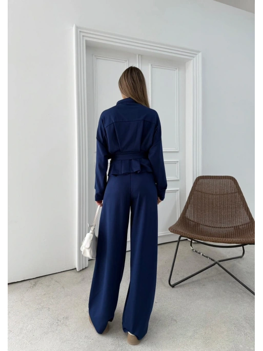 BEL KEMER DETAY FERMUARLI HIRKA VE PANTOLONLU MODAL İKİLİ TAKIM LACİVERT