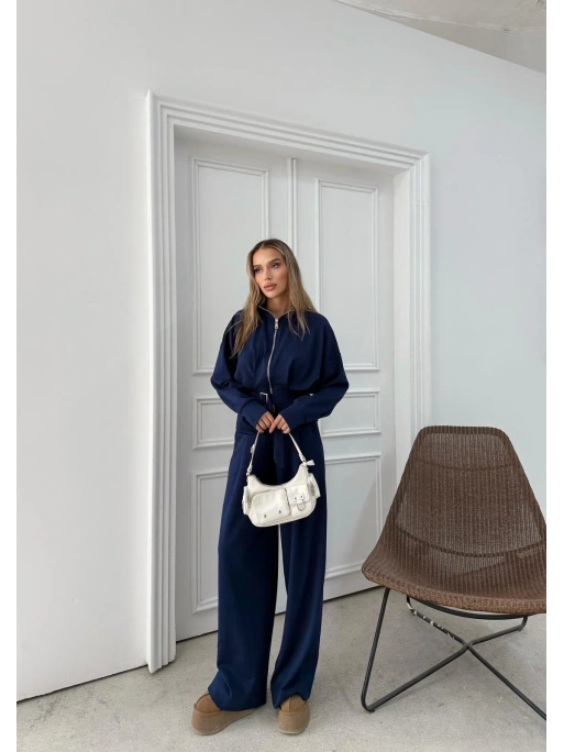 BEL KEMER DETAY FERMUARLI HIRKA VE PANTOLONLU MODAL İKİLİ TAKIM LACİVERT