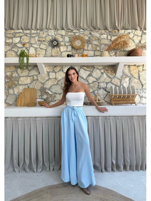BEL KUŞAKLI İSPANYOL PAÇA PANTOLON MAVİ