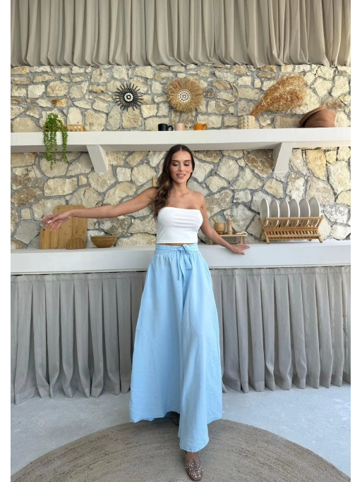 BEL KUŞAKLI İSPANYOL PAÇA PANTOLON MAVİ