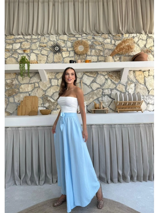 BEL KUŞAKLI İSPANYOL PAÇA PANTOLON MAVİ