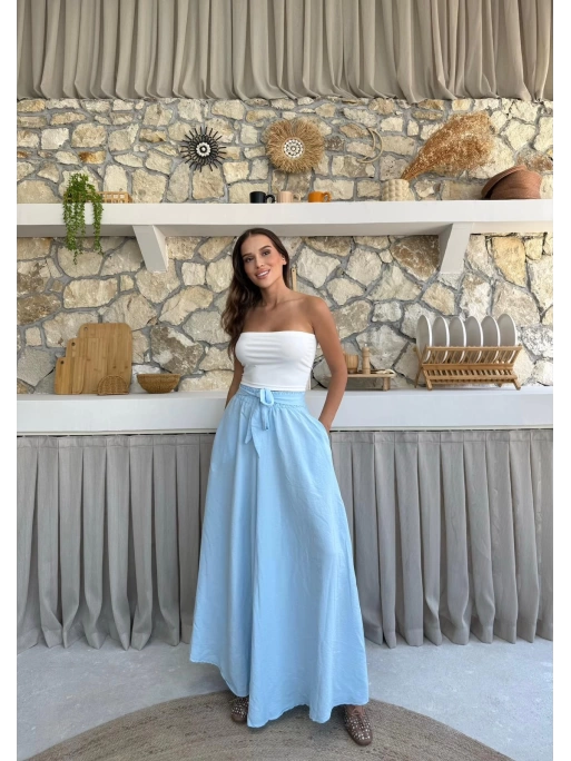 BEL KUŞAKLI İSPANYOL PAÇA PANTOLON MAVİ
