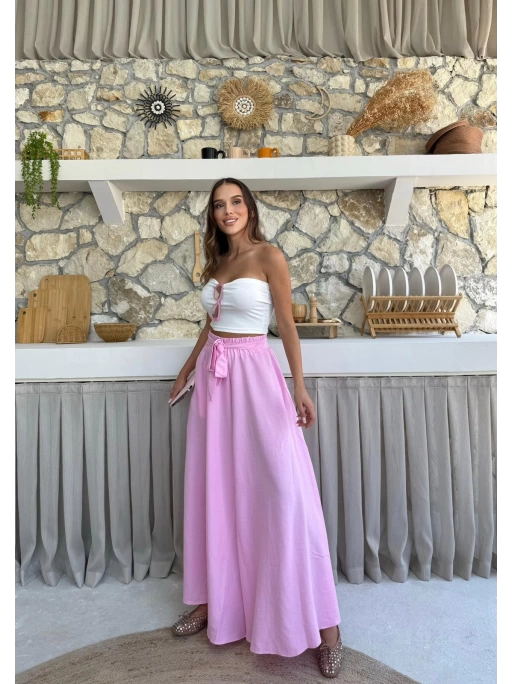 BEL KUŞAKLI İSPANYOL PAÇA PANTOLON PEMBE