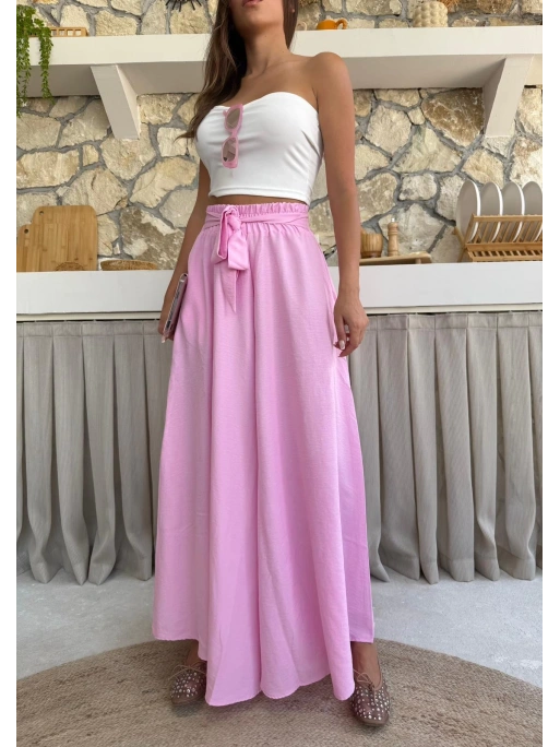BEL KUŞAKLI İSPANYOL PAÇA PANTOLON PEMBE