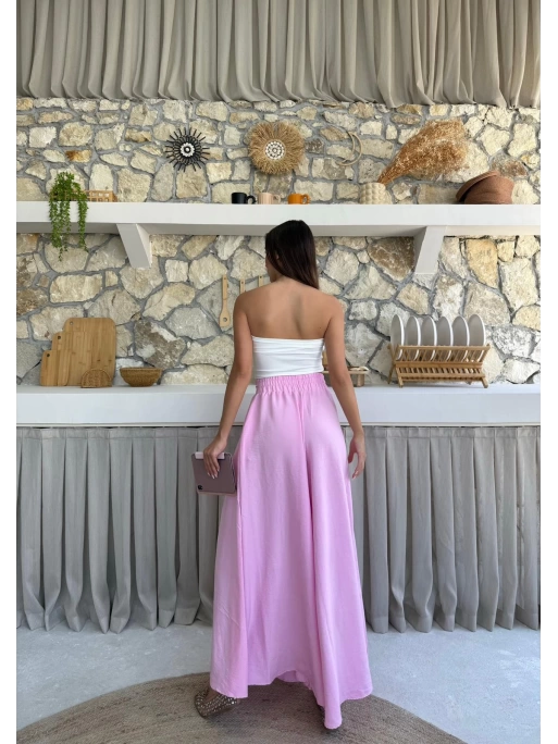 BEL KUŞAKLI İSPANYOL PAÇA PANTOLON PEMBE