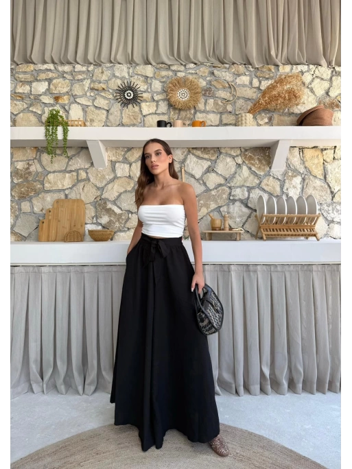 BEL KUŞAKLI İSPANYOL PAÇA PANTOLON SİYAH