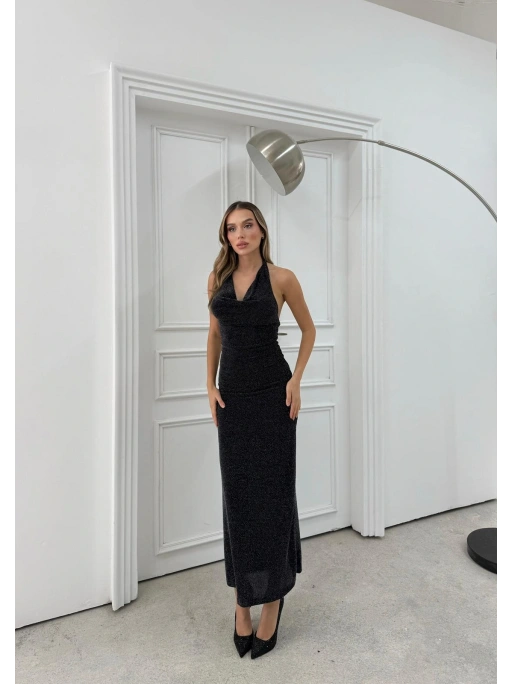 BOYUNDAN BAĞLAMALI TAŞLI ELBİSE